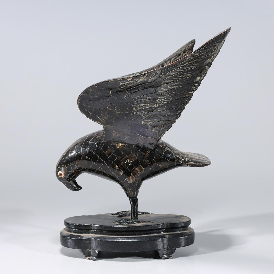 Chinese Carved Wood Hawk Statue (1 of 7)