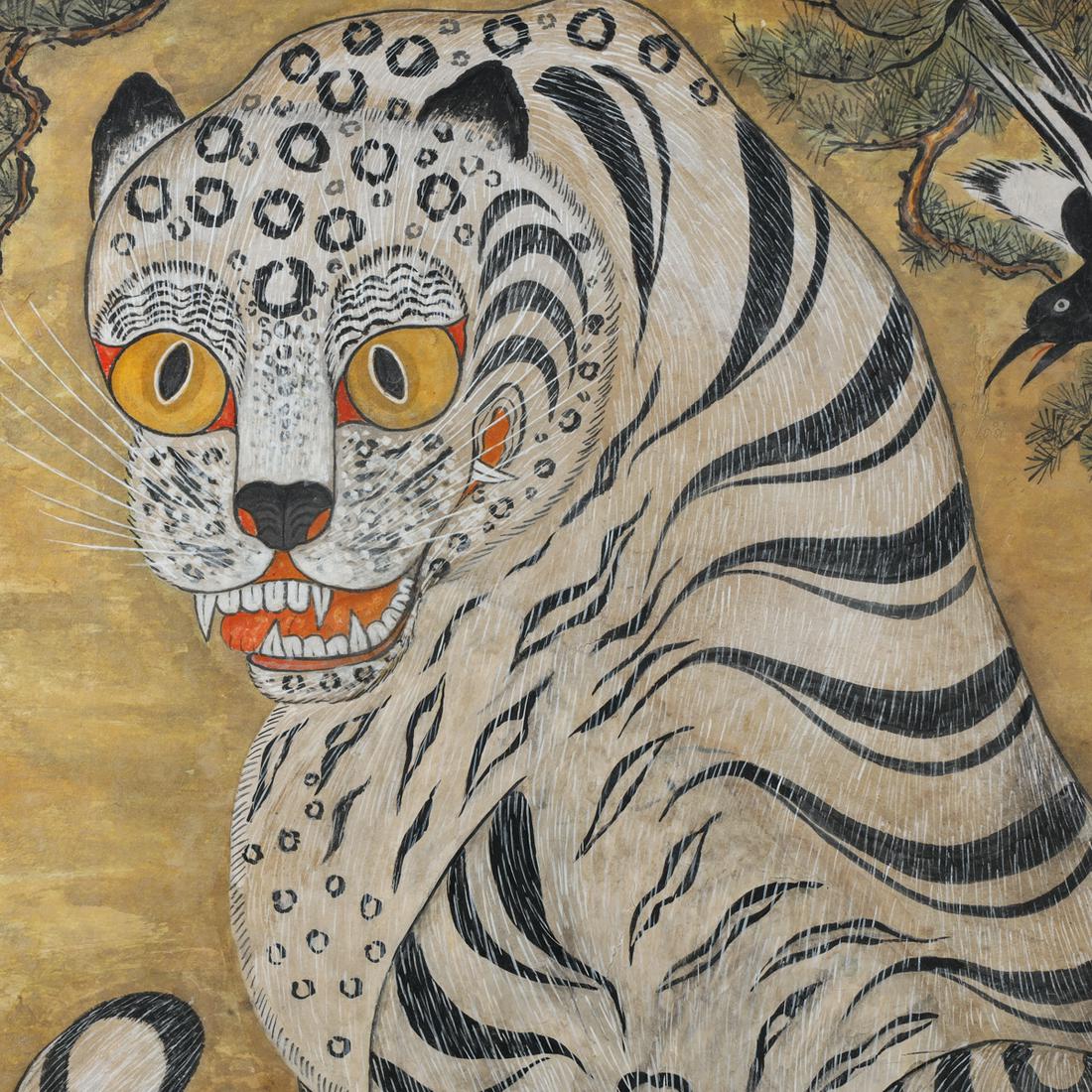Large Korean Folk Painting of White Tiger (1 of 6)