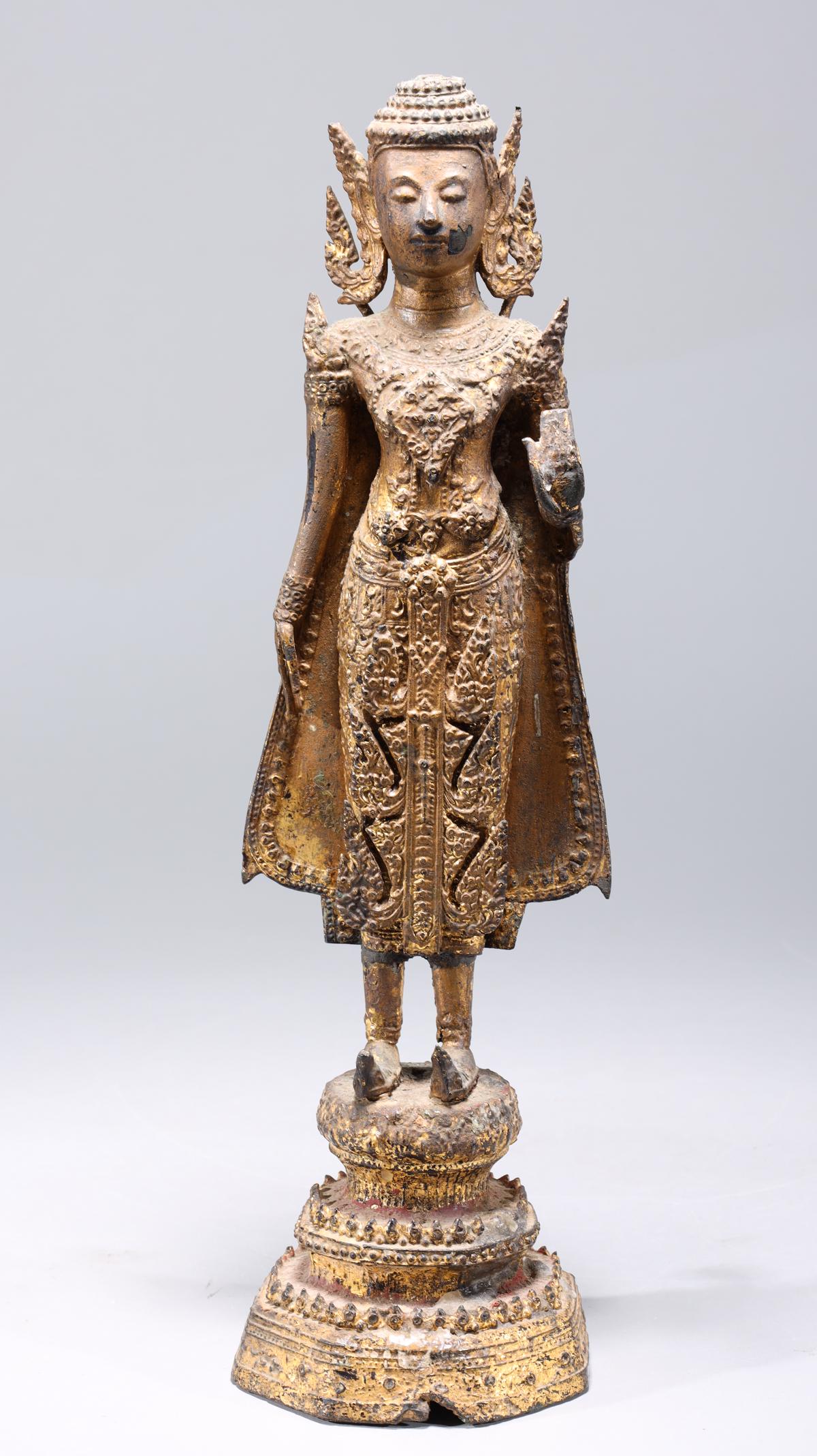Antique Thai Gilt Bronze Standing Figure (1 of 10)
