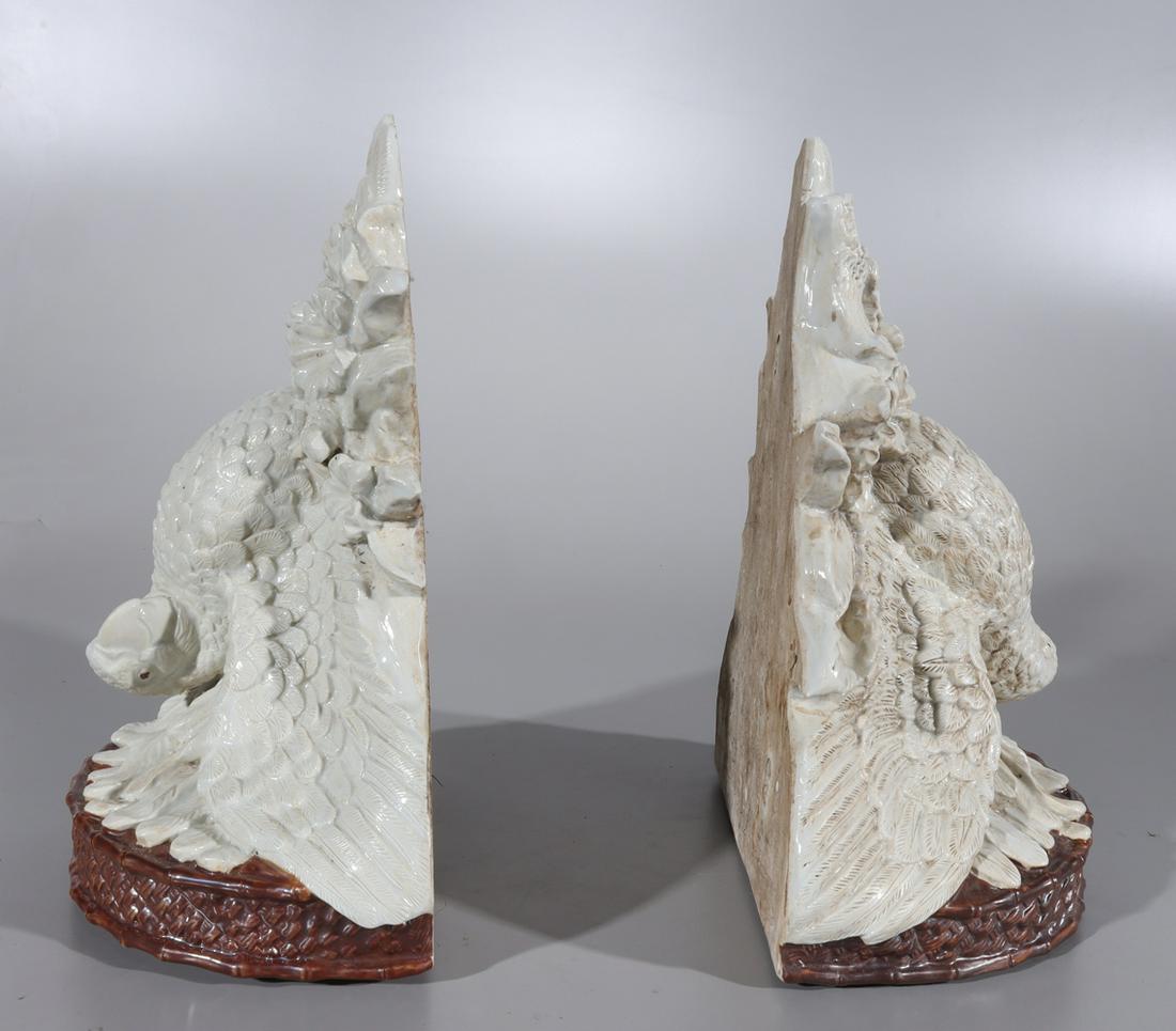 Pair of Chinese Porcelain Wall Shelves: Pair of Chinese glazed porcelain eagle form wall shelves; H 13 1/8" x W 11 1/4" x D 6 1/4" (approx.)