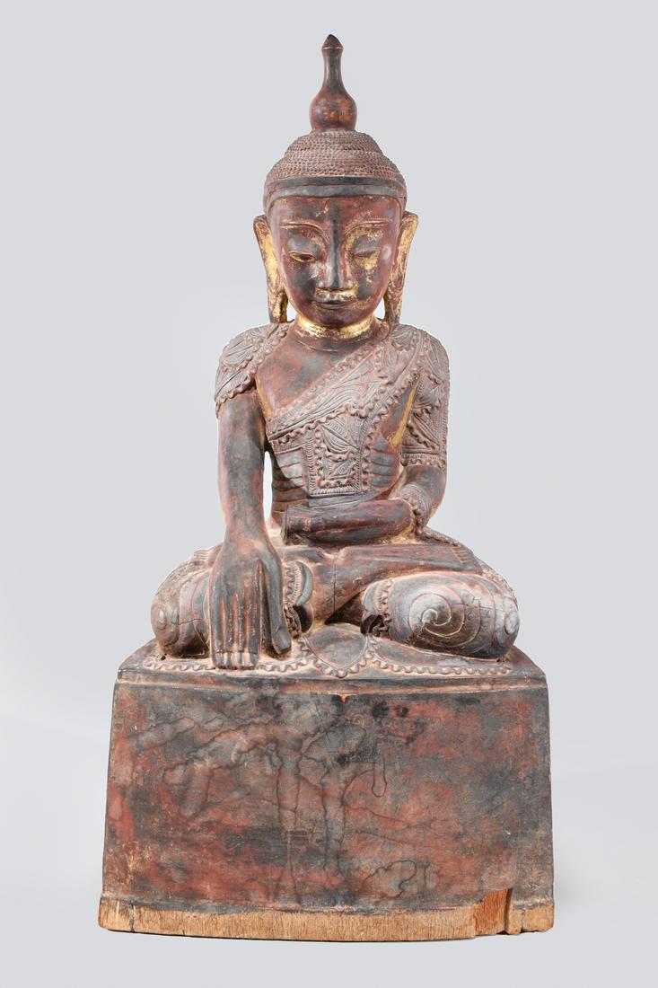 Antique Thai Carved Wood Seated Buddha (1 of 10)