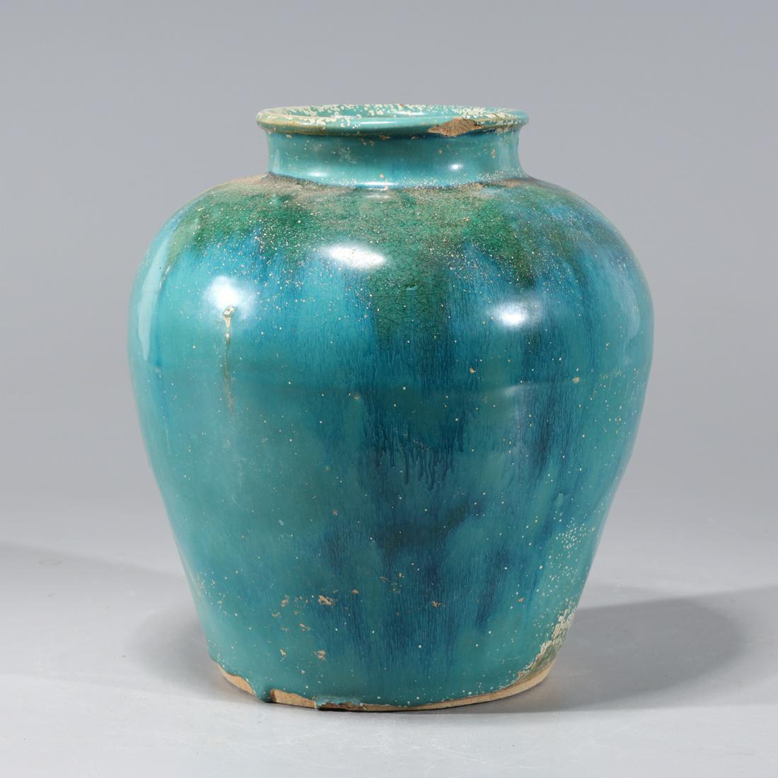 Chinese Early Style Blue Green Ceramic Vessel (1 of 4)