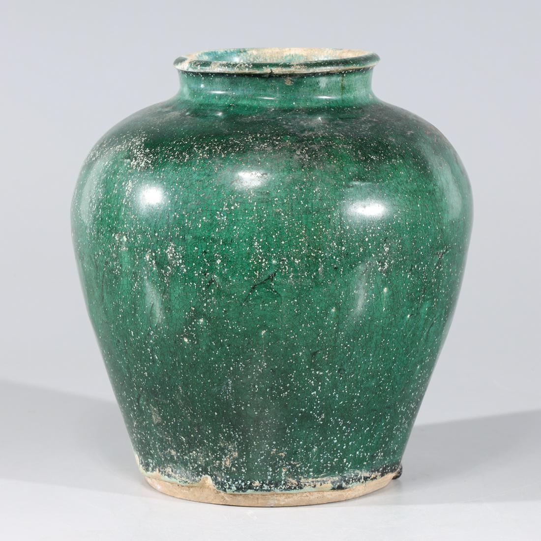 Chinese Green Glazed Ceramic Vase (1 of 4)