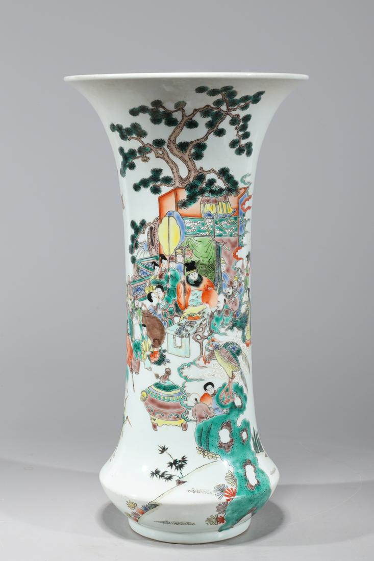 Chinese Famille Verte Enameled Porcelain Beaker Vase (1 of 9)