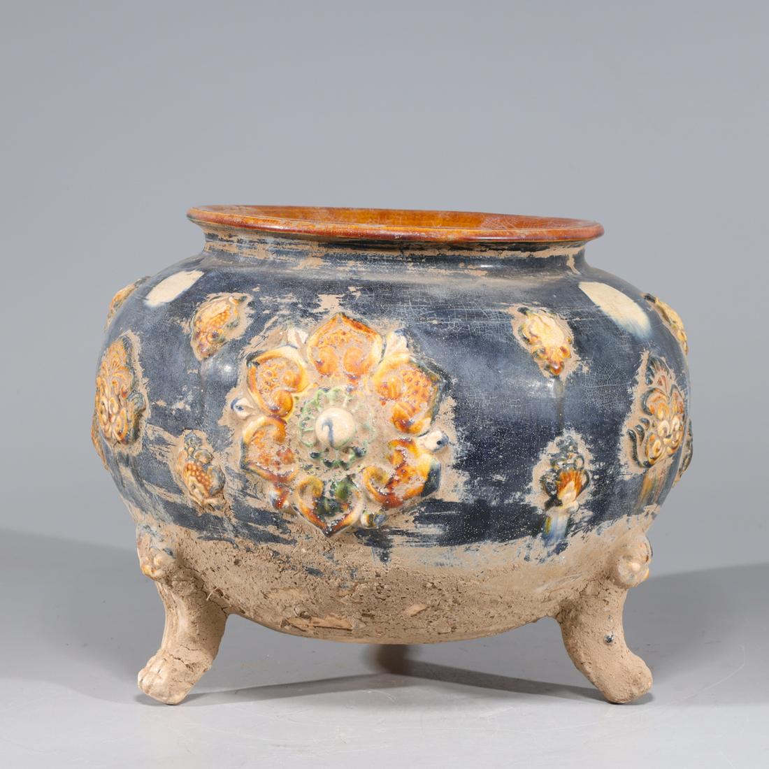 Chinese Sancai Glazed Tripod Vessel (1 of 5)