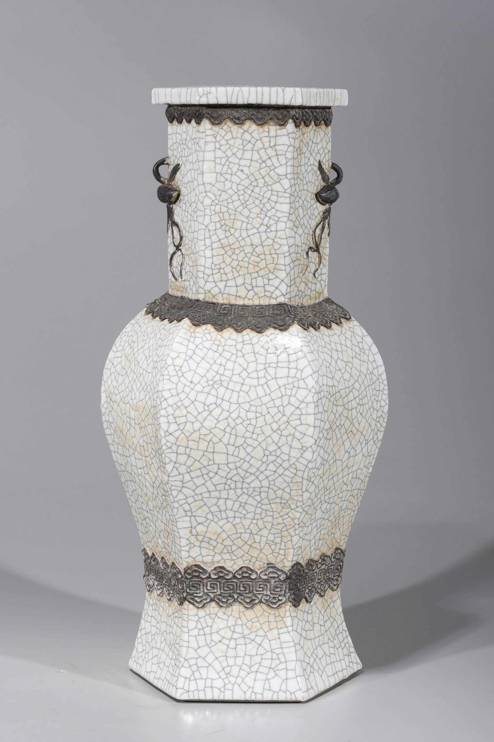 Tall Chinese Crackle Glazed Ceramic Vase (1 of 8)