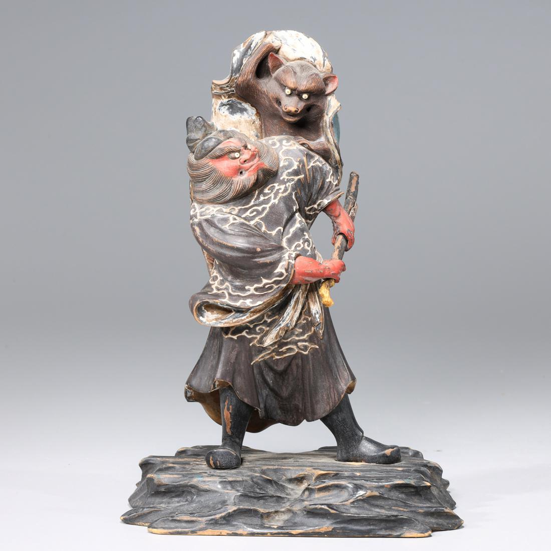 Antique Japanese Lacquered Wood Figure (1 of 9)