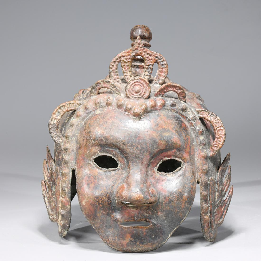 Chinese Archaistic Bronze Metal Helmet (1 of 6)