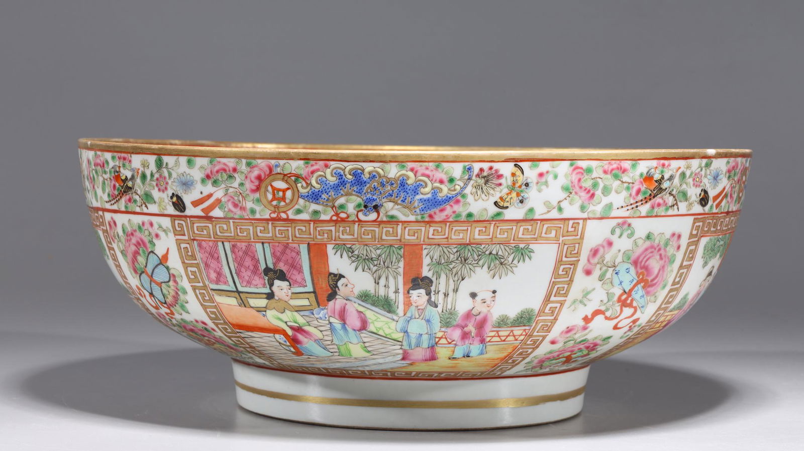 Chinese Gilt & Famille Rose Enameled Porcelain Export Style Porcelain Bowl (1 of 9)