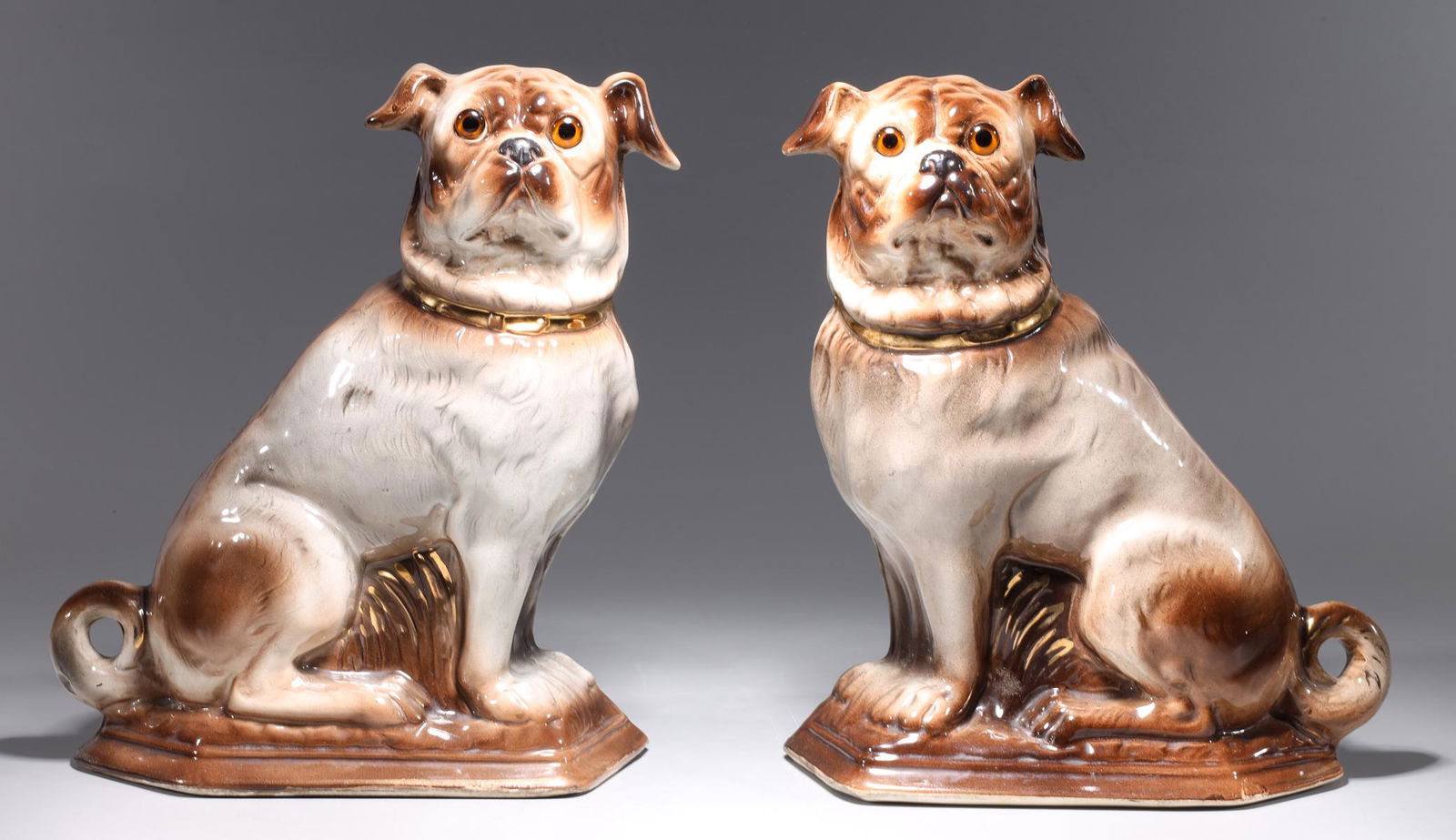 Pair of Antique Porcelain Pug Dog Statues (1 of 10)