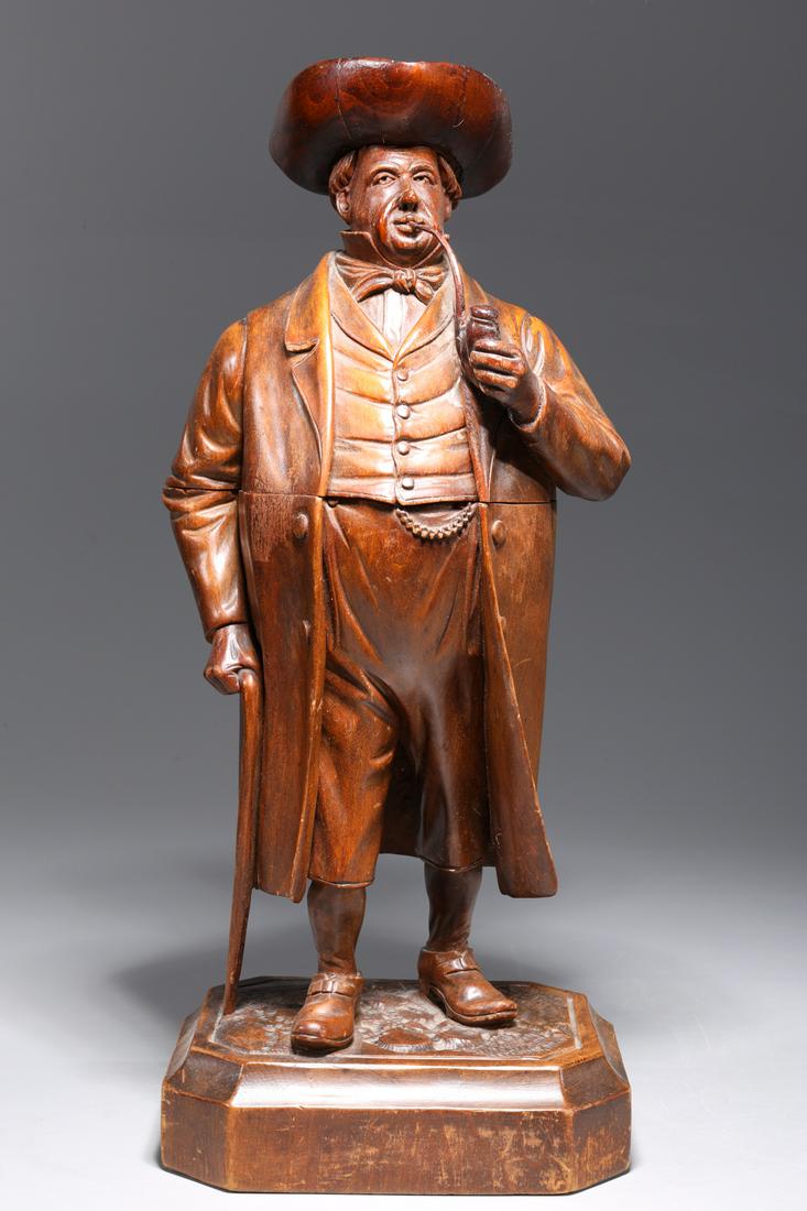 Antique English Carved Wooden Figure Box (1 of 9)