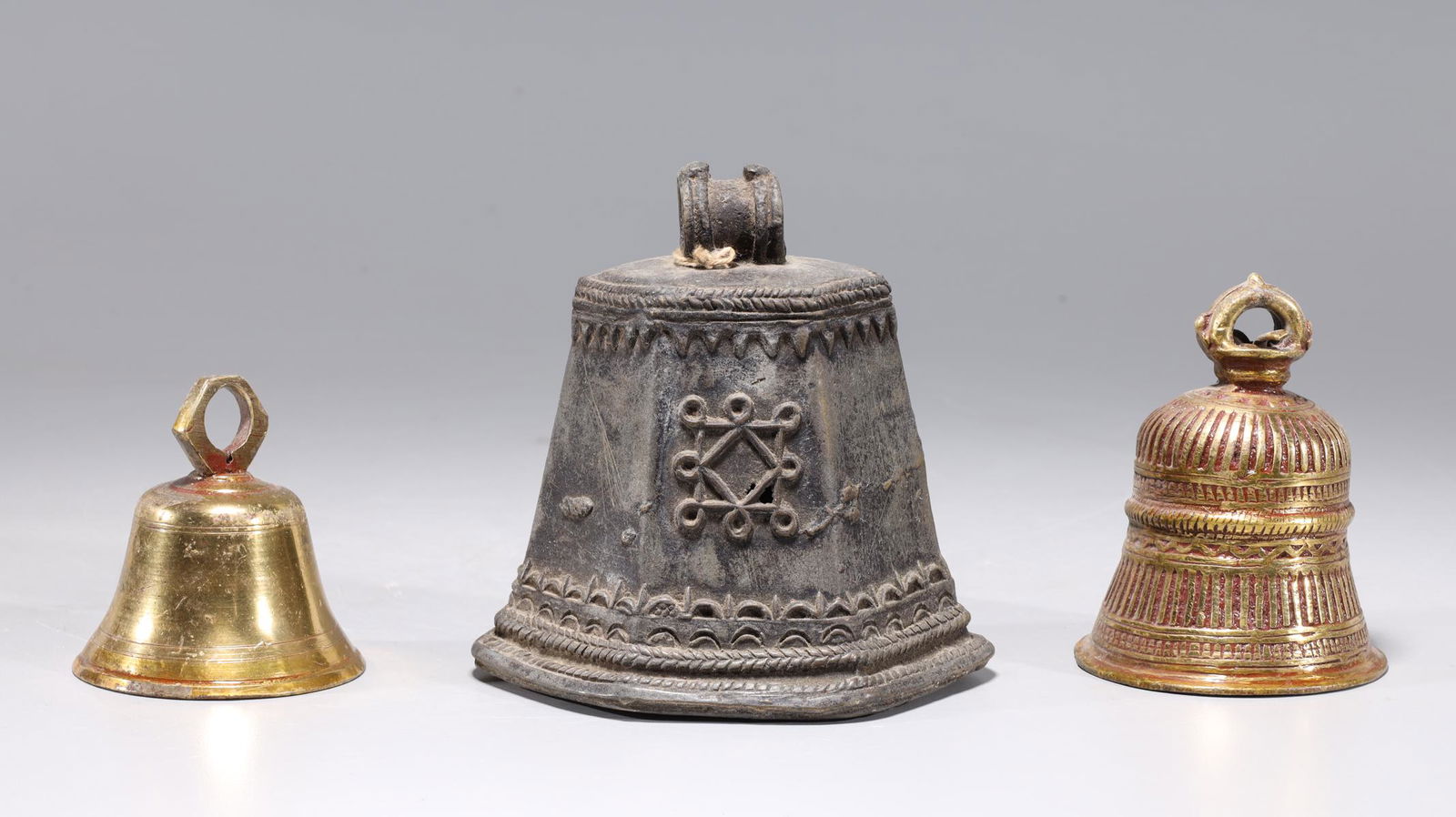 Three Antique Indian Metal Bells (1 of 7)