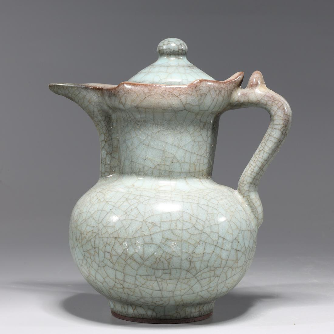 Chinese Crackle Glazed Celadon Covered Porcelain Ewer (1 of 8)
