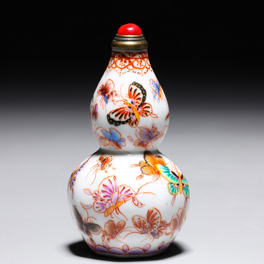 Chinese Porcelain Snuff Bottle with Butterflies (1 of 6)