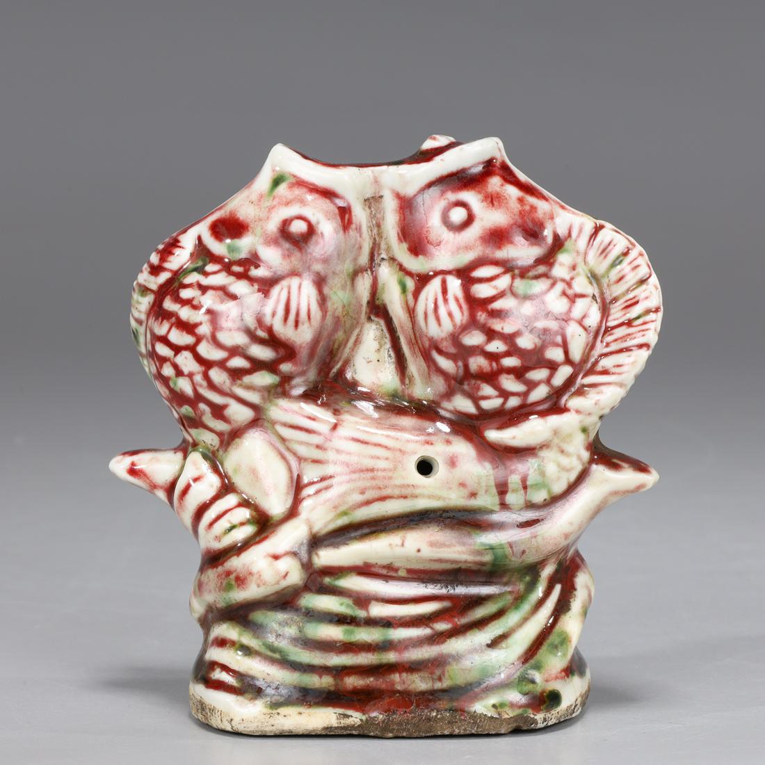 Unusual Korean Red & White Glazed Water Dropper (1 of 6)