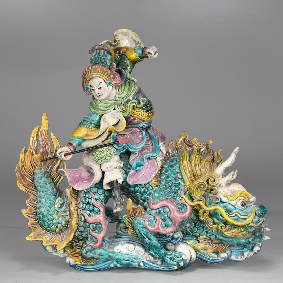 Large & Elaborate Antique Chinese Glazed Roof Tile (1 of 6)