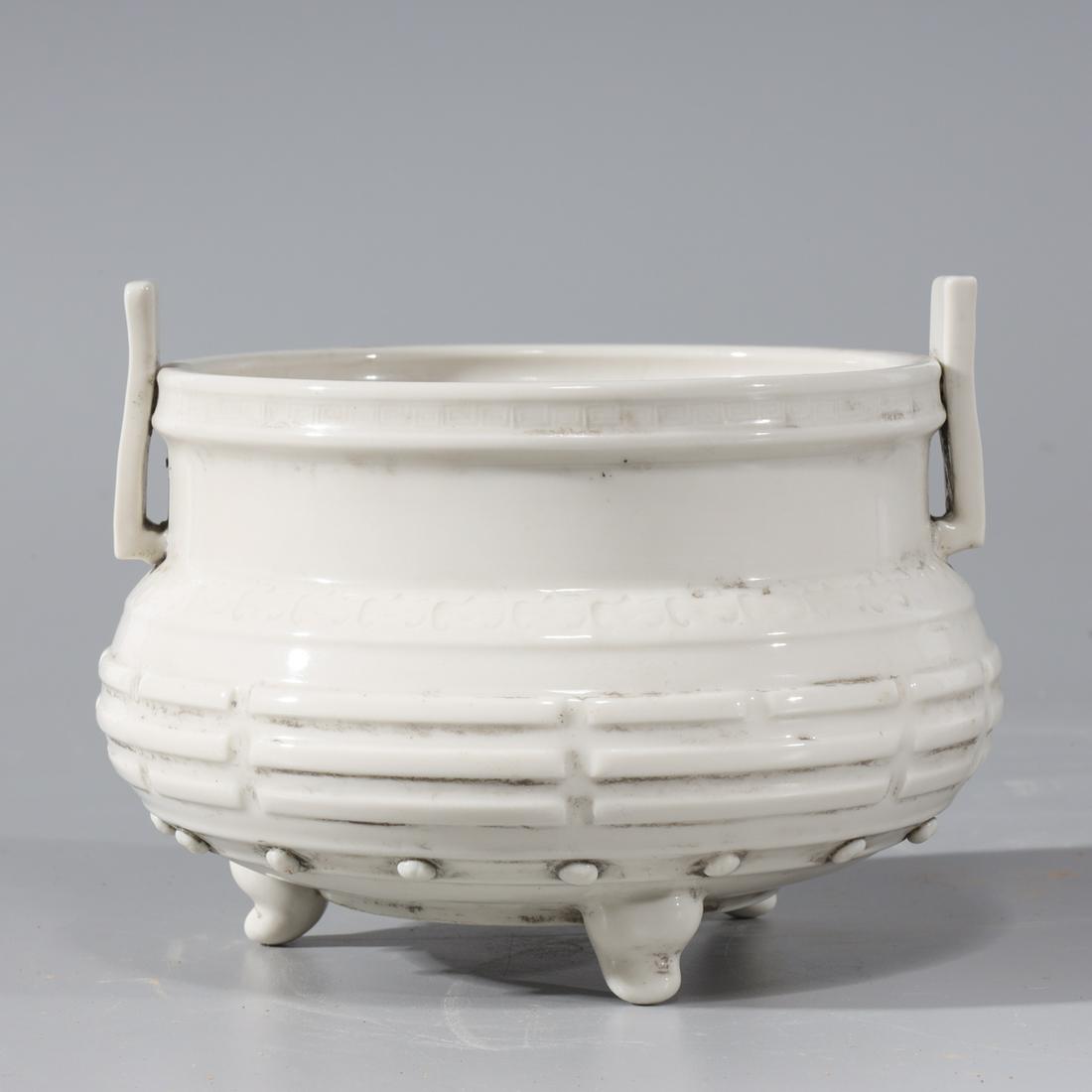 Chinese White Glazed Porcelain Tripod Censer (1 of 5)