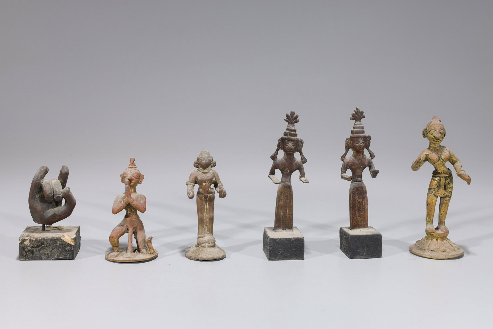 Group of Six Antique Indian Statues (1 of 8)