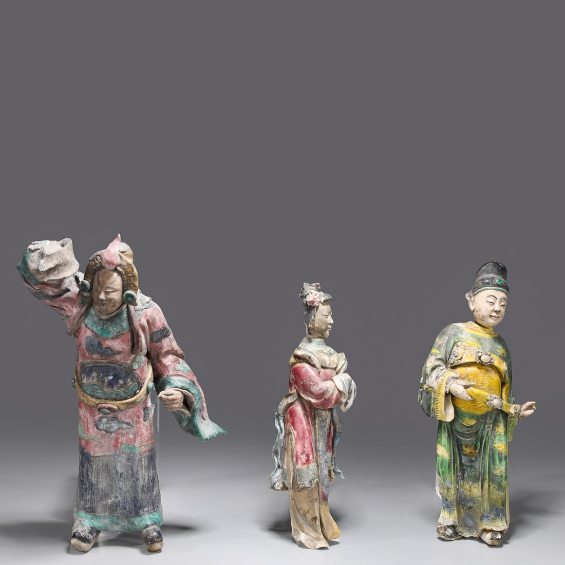 Three Antique Chinese Glazed Ceramic Roof Tiles (1 of 5)