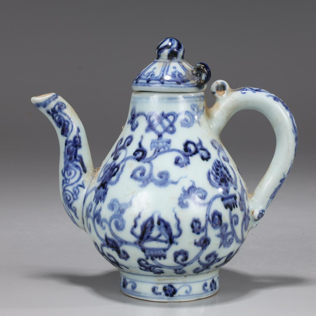 Chinese Blue & White Covered Tea Pot (1 of 3)