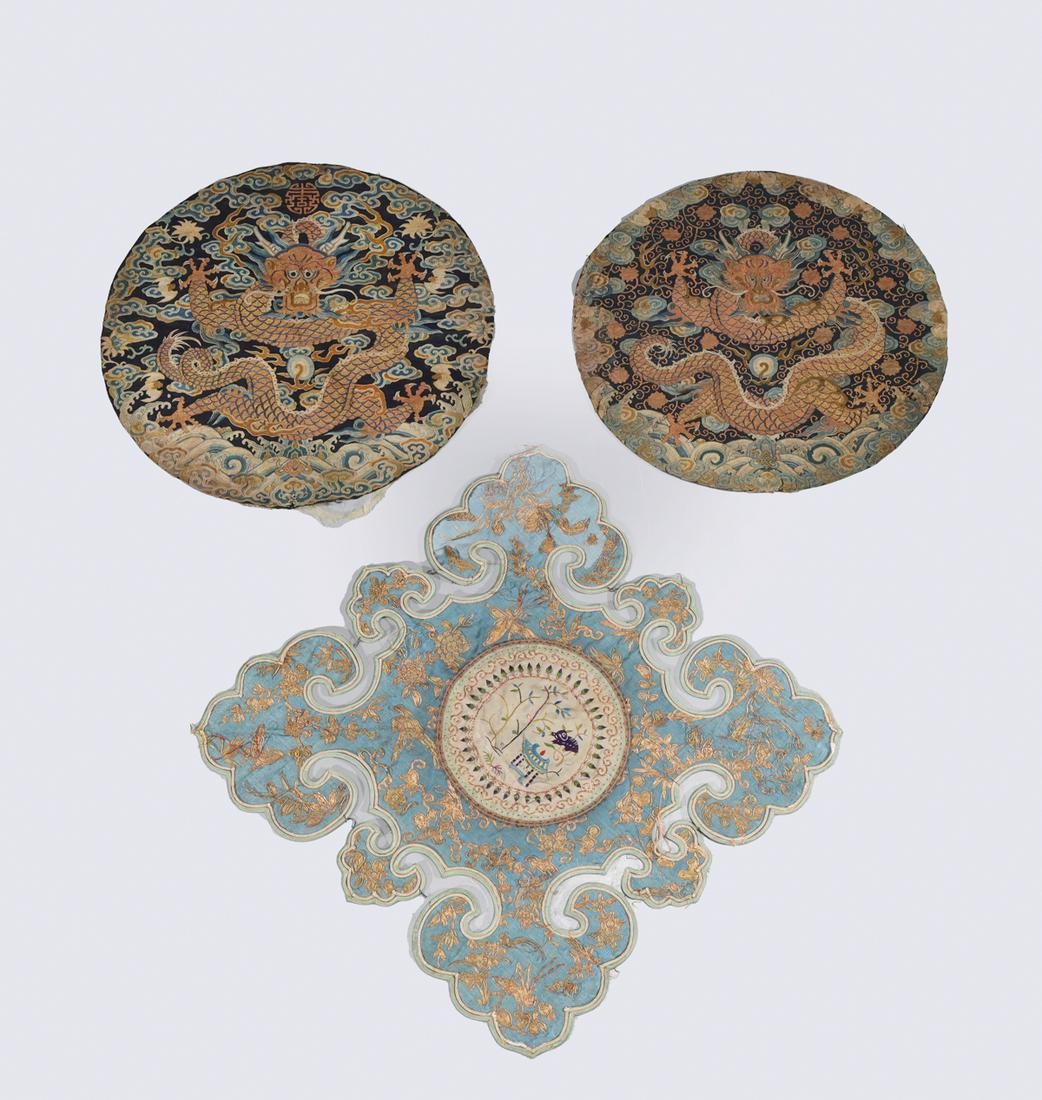 Three Antique Chinese Silk Embroideries (1 of 9)