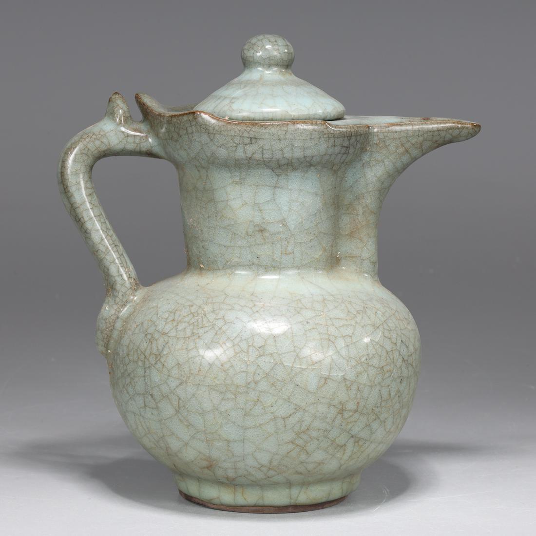 Chinese Celadon Glazed Covered Ewer (1 of 4)