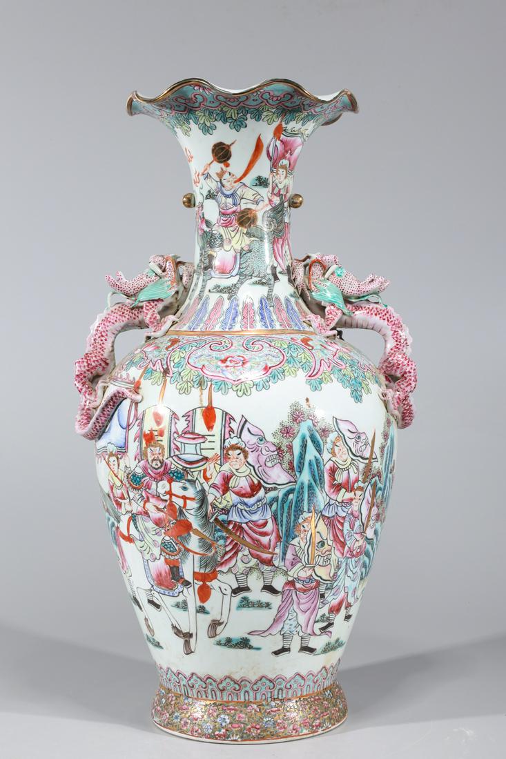 Large & Elaborate Chinese Famille Rose Enameled Porcelain Vase (1 of 10)