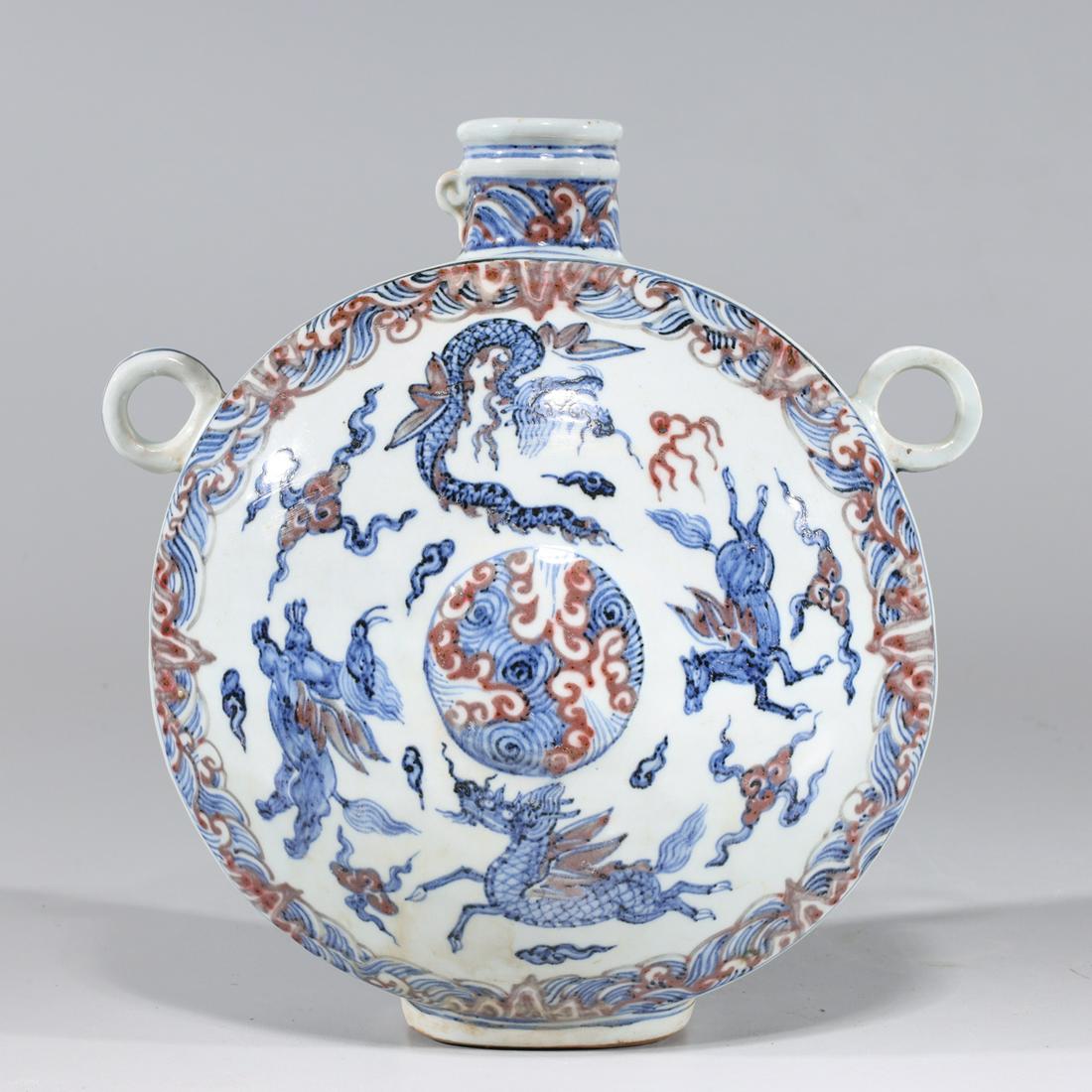 Chinese Blue, White, & Red Porcelain Vase (1 of 7)