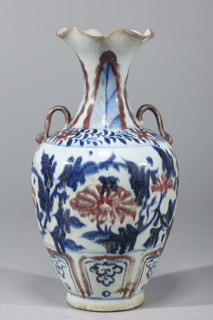 Chinese Blue, Red, & White Ming Style Porcelain Vase (1 of 8)