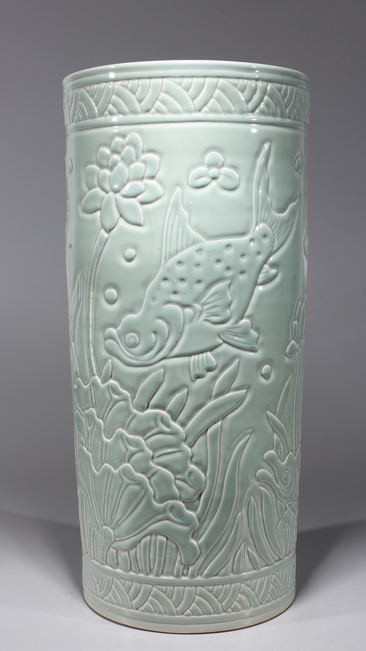 Chinese Celadon Glazed Porcelain Umbrella Stand (1 of 8)