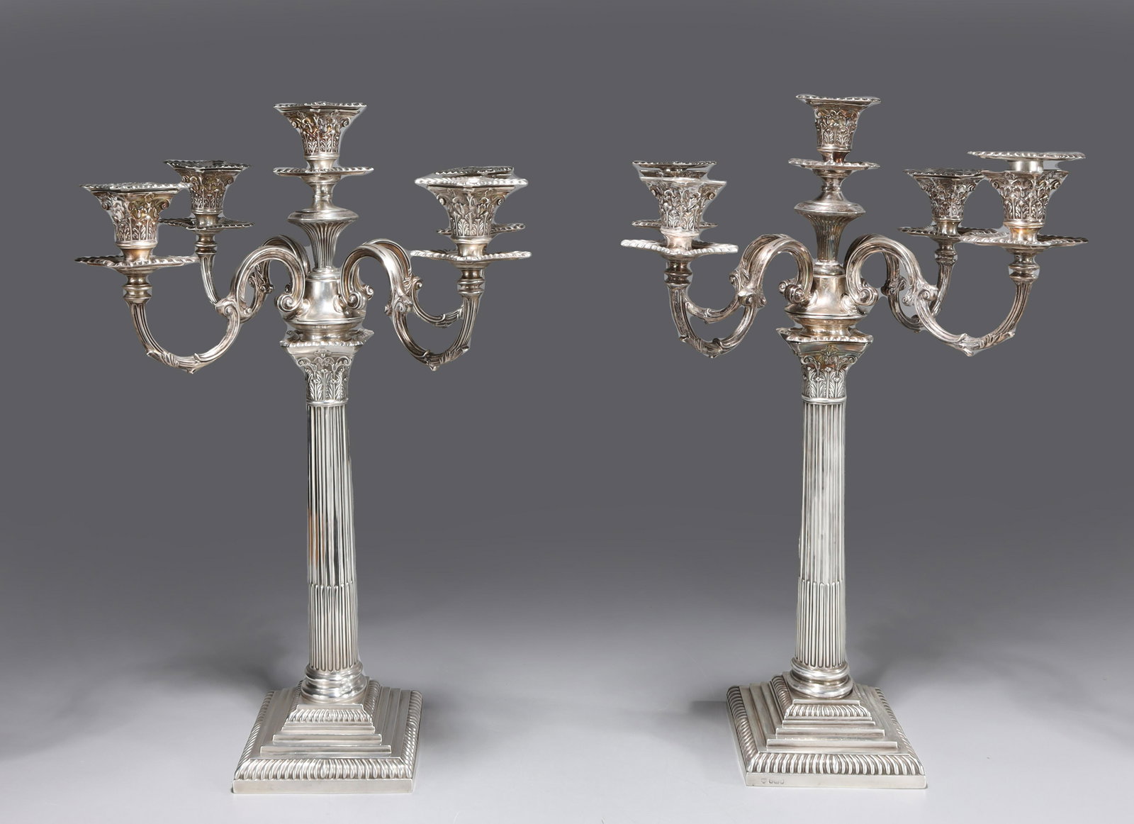 Pair Sterling Silver Five Light Candelabra by Hawksworth Eyre (1 of 10)