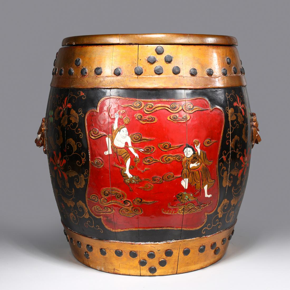 Antique Chinese Lacquered Wood Storage Container (1 of 6)