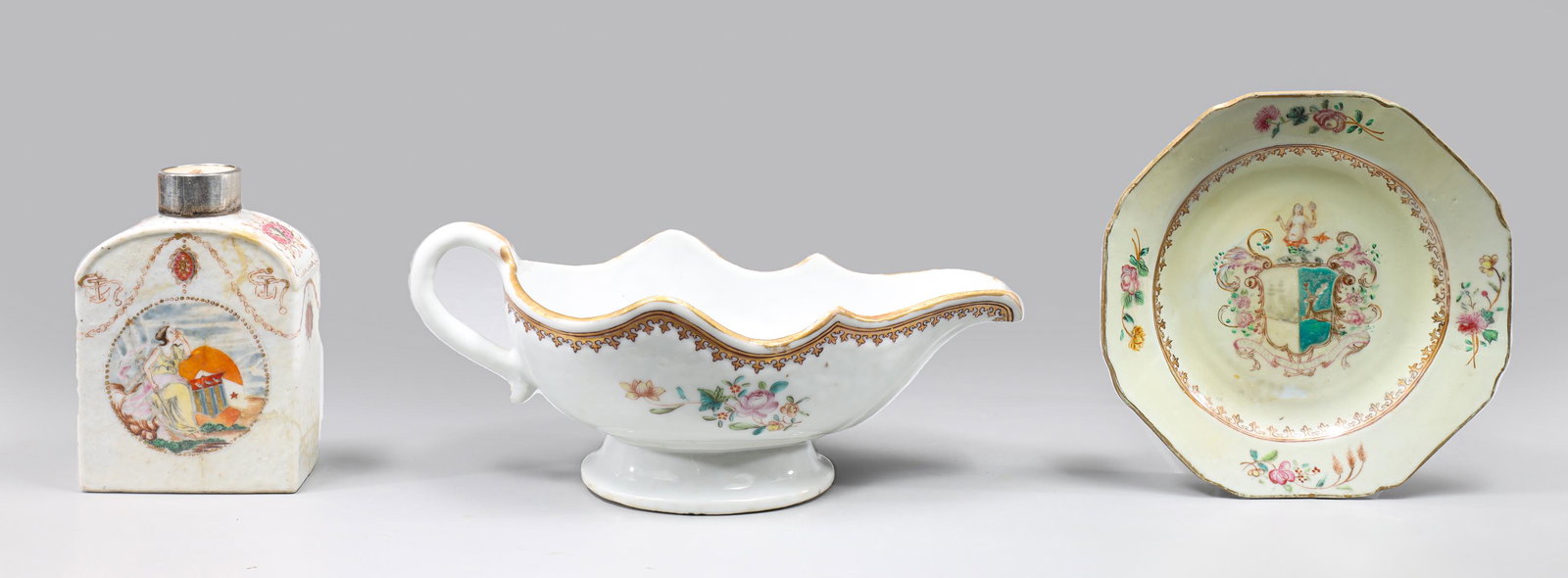 Group of Three Antique Chinese Export Armorials Porcelain (1 of 5)