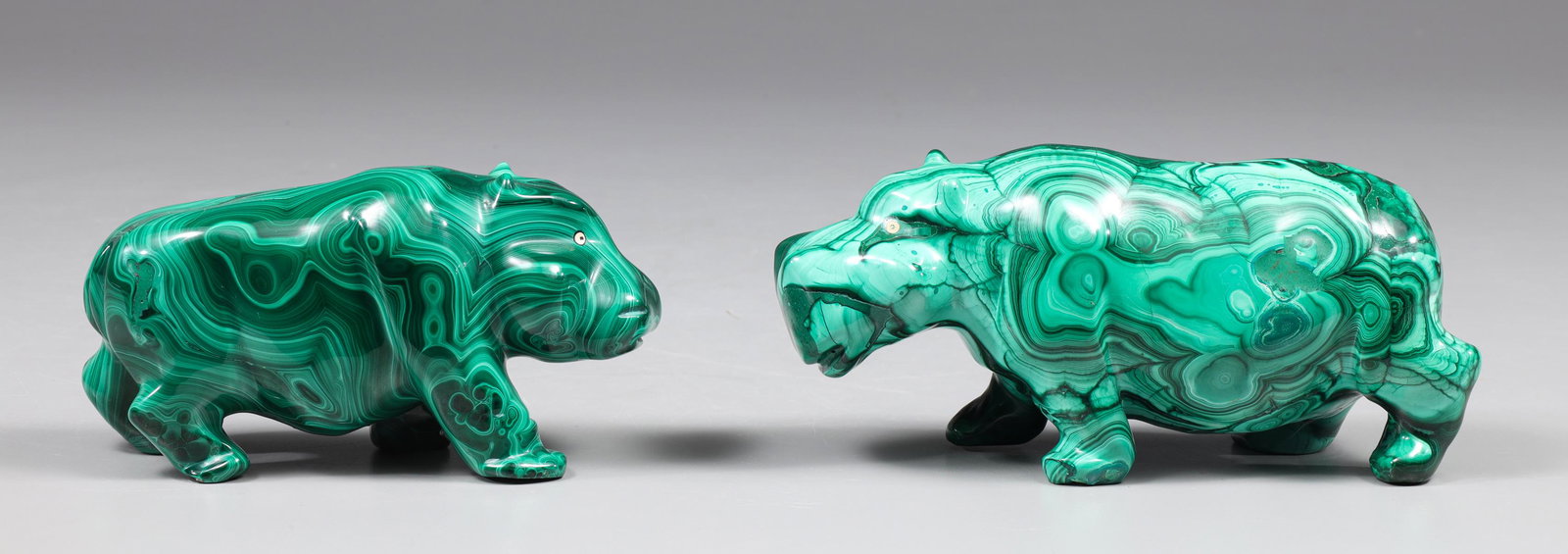 Two Carved Malachite Hippopotamuses (1 of 5)