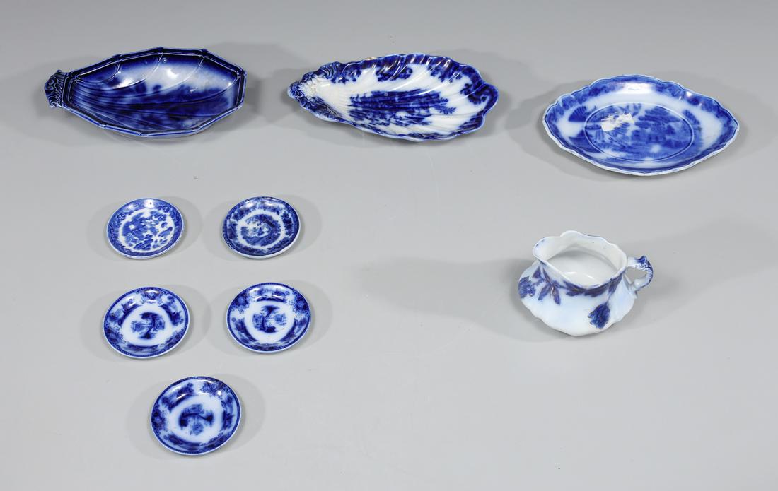 Group of Nine Antique Flow Blue Porcelain (1 of 6)