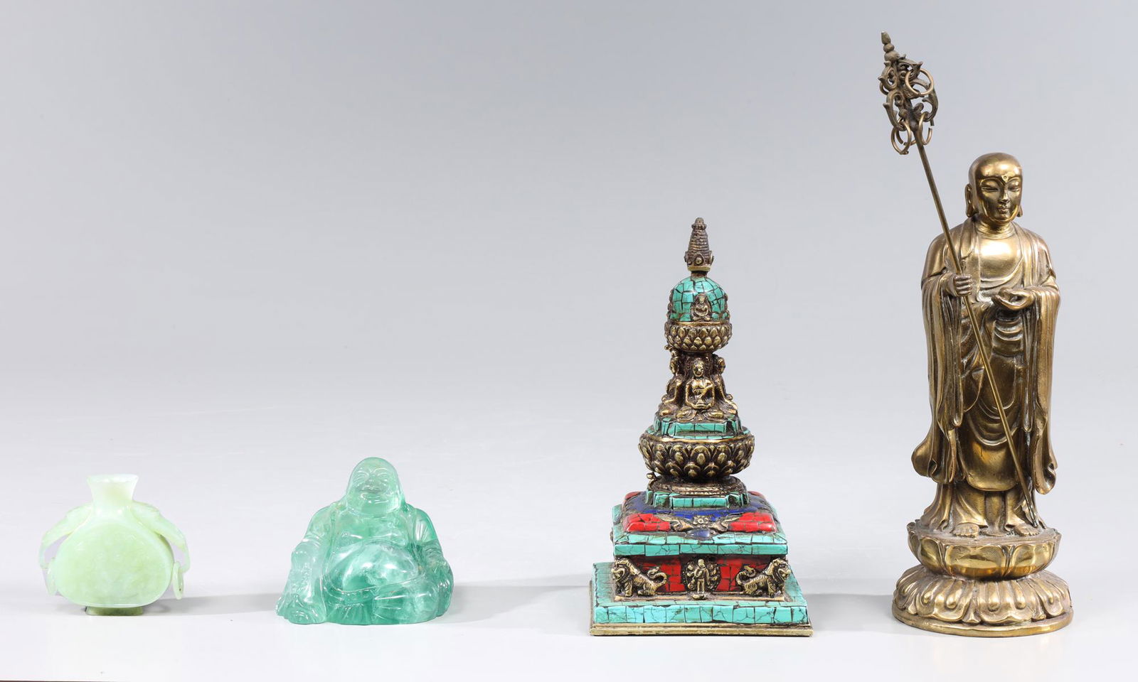 Group of Four Chinese Iconography and Jade Stone Bottle (1 of 4)