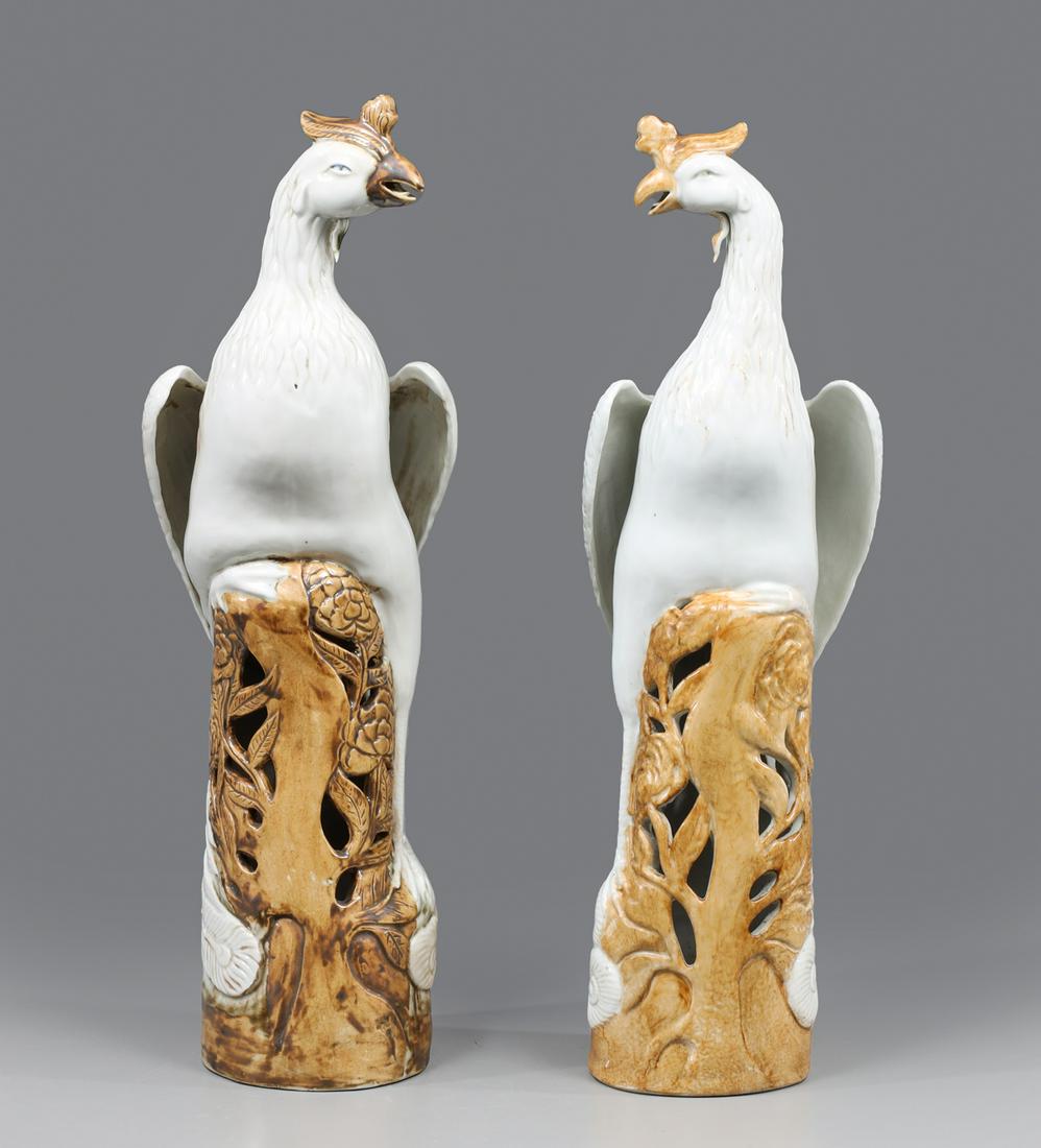 Pair of Chinese Porcelain Phoenix Bird Statues (1 of 5)