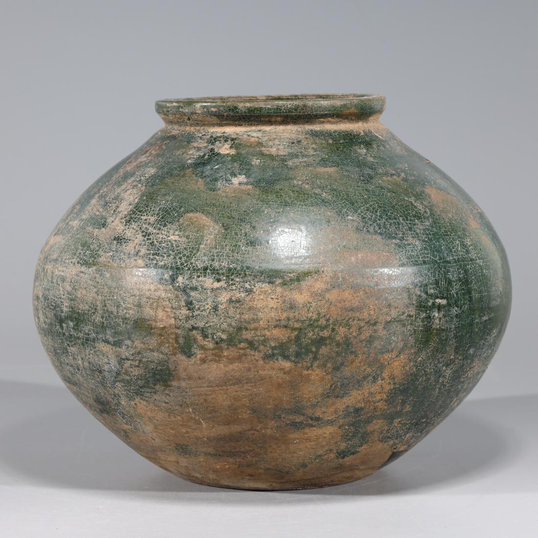 Chinese Early Style Green Crackle Glazed Ceramic Jar (1 of 4)