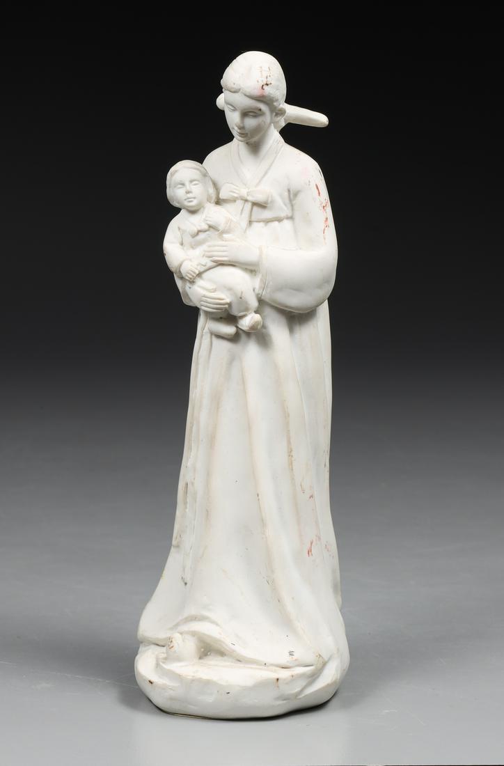 Chinese Bisque Porcelain Figure of Mother and Child (1 of 4)