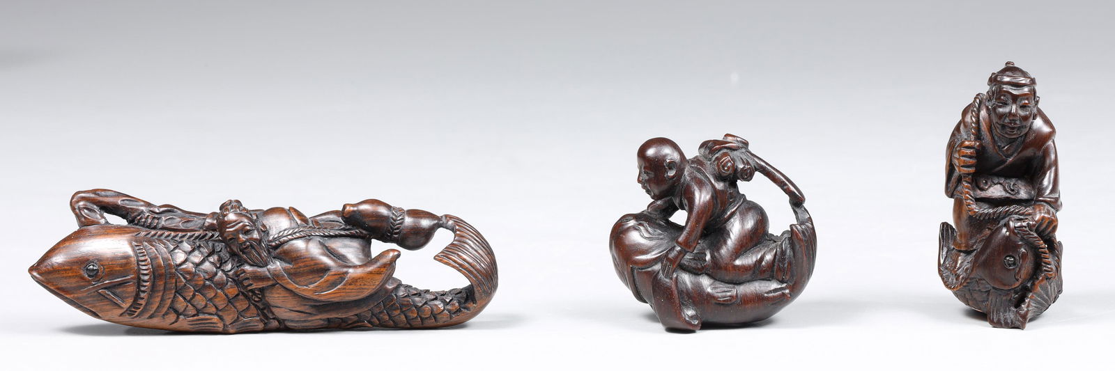 Group of Three Carved Netsuke, Seafarers (1 of 4)