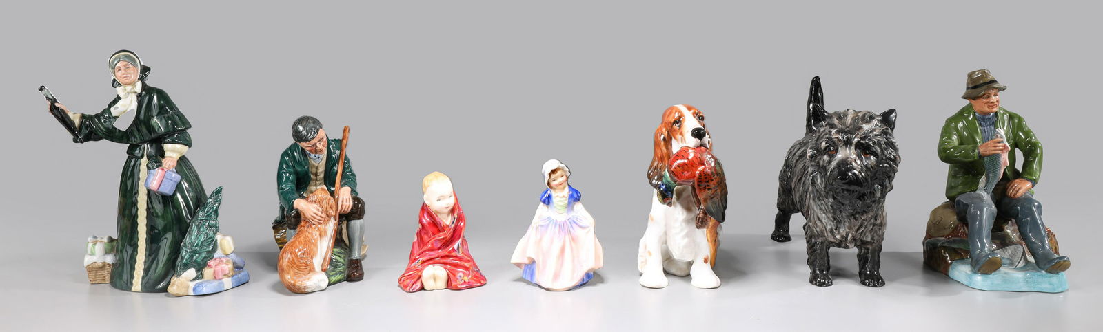 Group of Seven Vintage Royal Doulton Porcelain Figures (1 of 7)