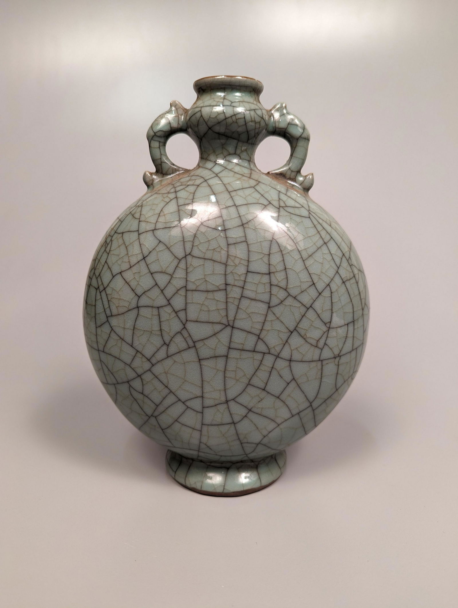 Chinese Celadon Crackle Glazed Moon Flask (1 of 2)
