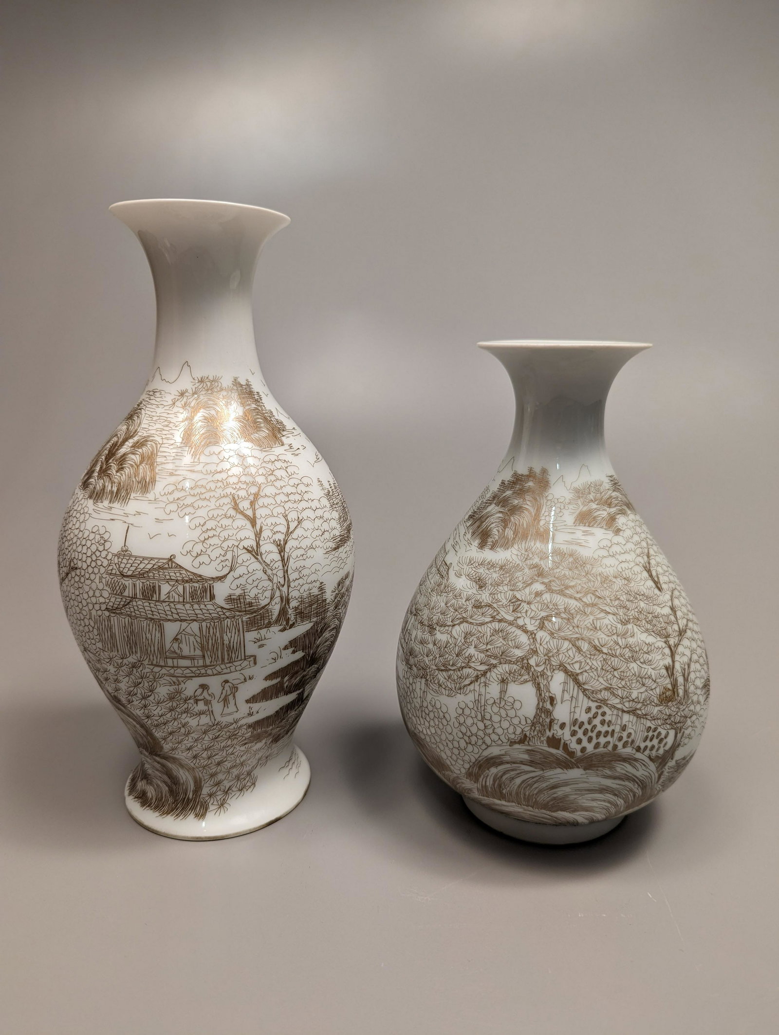 Two Chinese Gilt Enameled Porcelain Vases (1 of 2)
