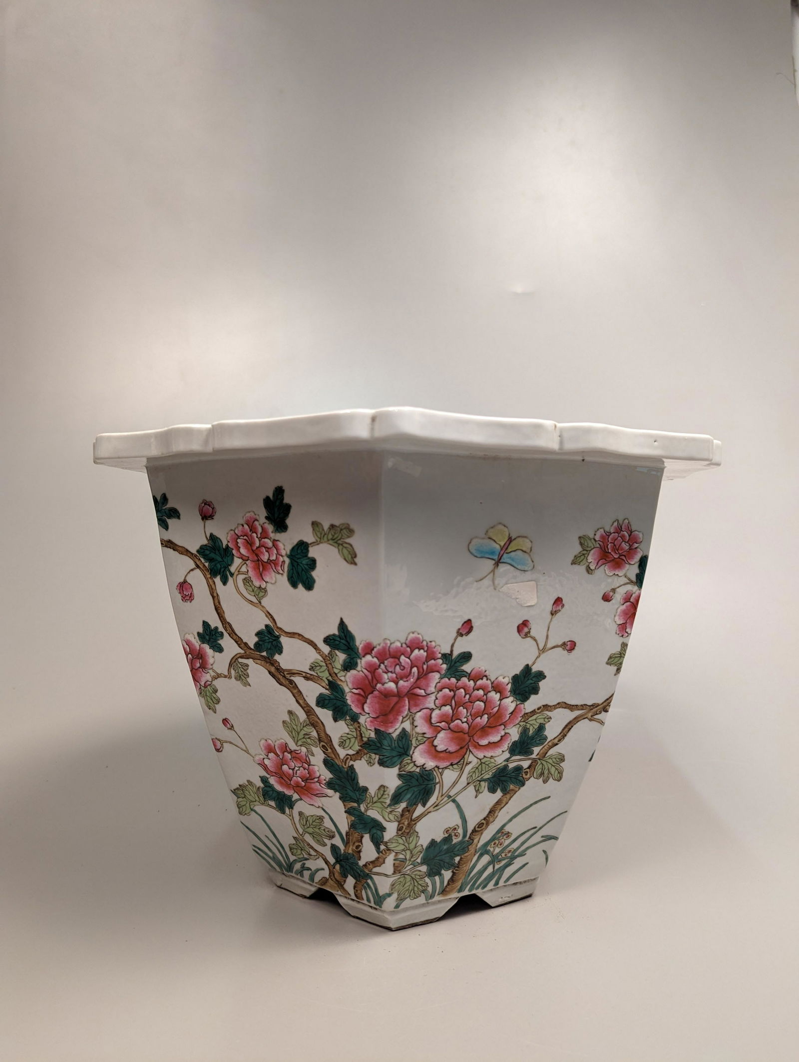 Famille Rose Porcelain Hexagonal Flower Pot (1 of 3)
