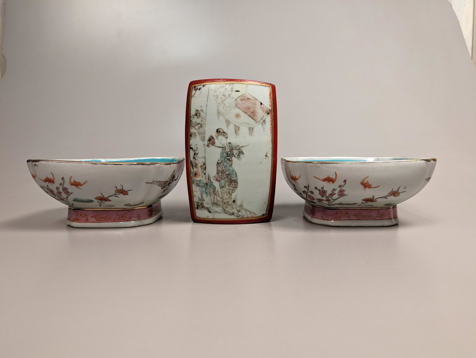 Three Vintage Pieces: Pair Porcelain Bowls and Lacquered Box (1 of 3)