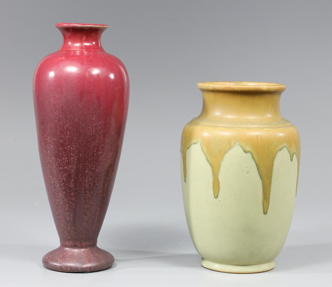 Group of Two Art Nouveau Vases, Roseville Carnelian, Fulper (1 of 4)