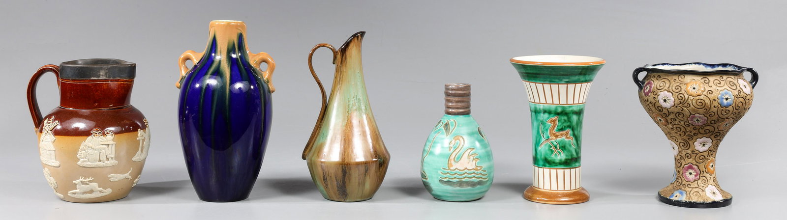 Group of Six Vintage Pottery Collection, Doulton, Amphora (1 of 5)