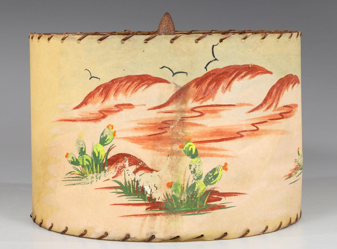 Vintage Hand Painted Hide Lamp Shade (1 of 4)