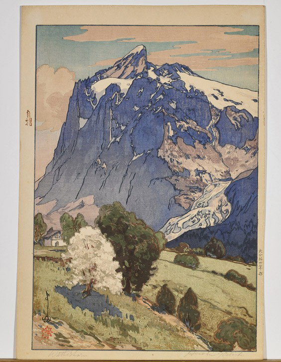 7 Japanese Woodblock Prints by Hiroshi Yoshida: 7 Japanese Woodblock Prints by Hiroshi Yoshida Group of 7 Japanese woodblock prints by Hiroshi Yoshida (1876 - 1950); of non-Japanese and Japanese locations, including: "Shalimar garden, Lahore", "A W