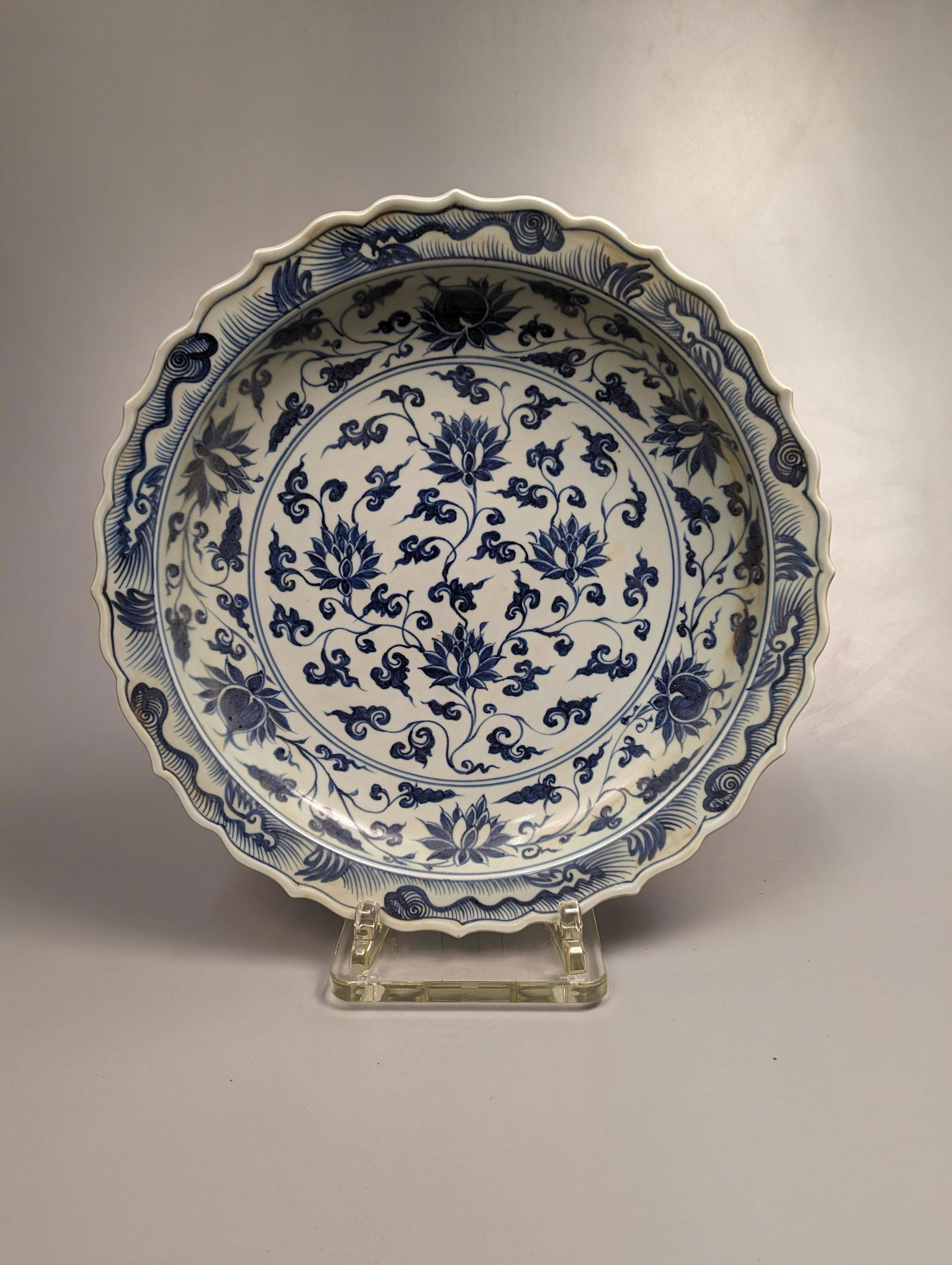 Massive Yongle-Style Blue and White Lotus Charger (1 of 2)